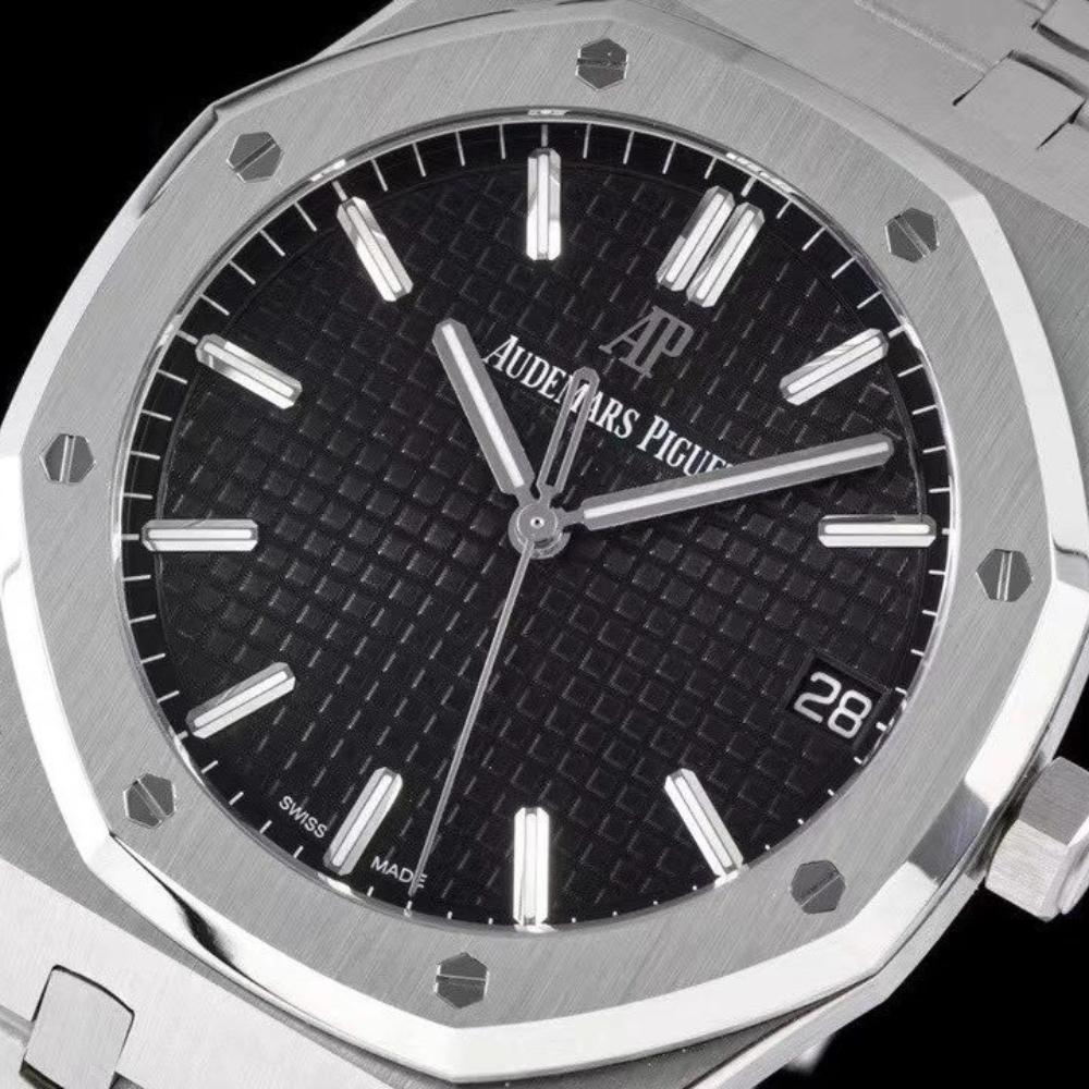 ZF공장 오데마피게 로얄오크 블랙 텍스처 다이얼 스틸 SS 브레이슬릿 V2 41mm 15500ST