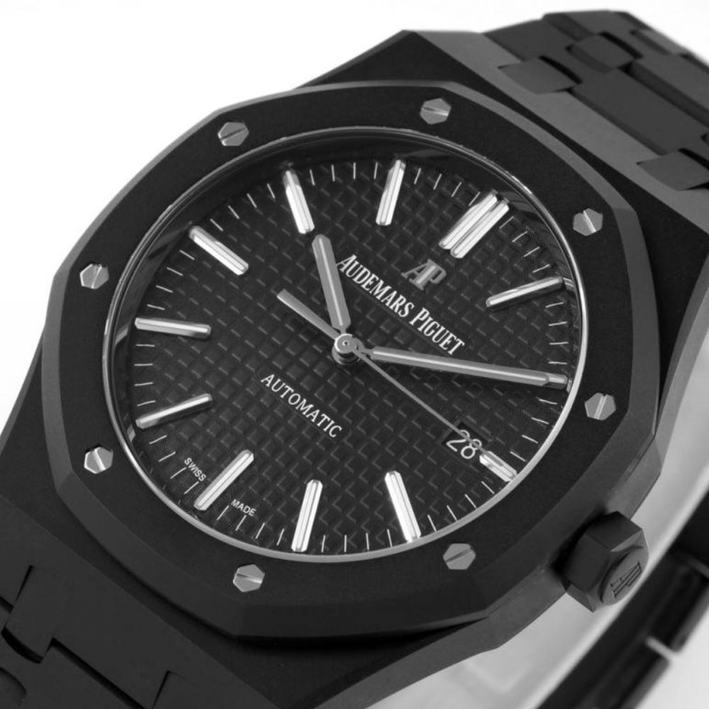 ZF공장 오데마피게 로얄오크 블랙 텍스처 다이얼 DLC 브레이슬릿 41mm 15400ST