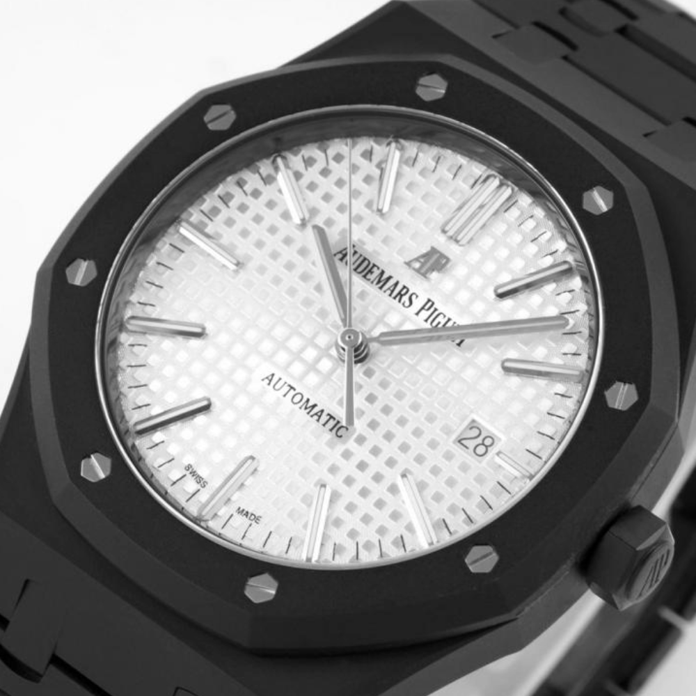 ZF공장 오데마피게 로얄오크 화이트 텍스처 다이얼 DLC 브레이슬릿 41mm 15400ST