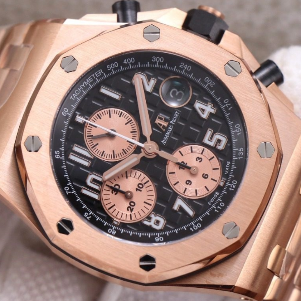 JF공장 오데마피게 로얄오크 오프쇼어 크로노그래프 블랙다이얼 세라믹 로즈골드 금통 42mm 26470OR