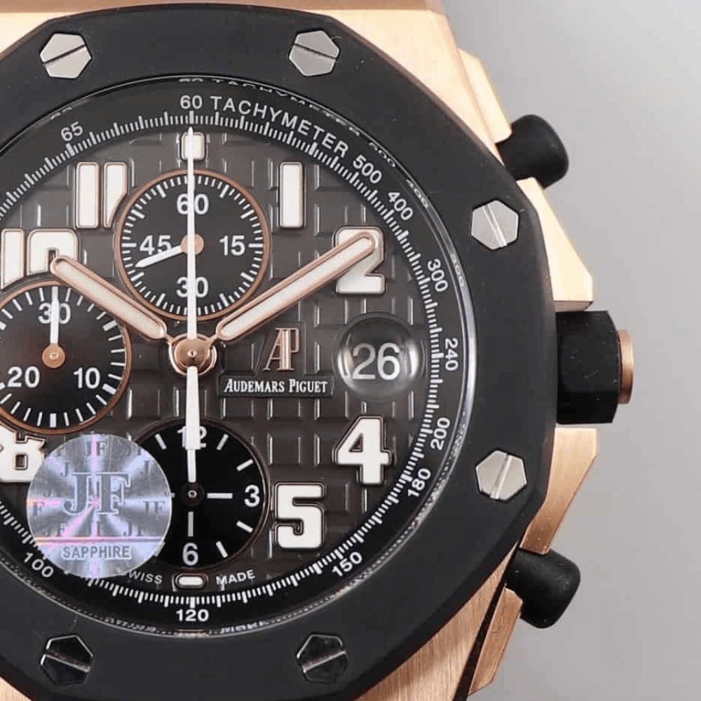 JF공장 오데마피게 로얄오크 오프쇼어 블랙 다이얼 로즈골드 블랙 러버스트랩 V2 42mm 25940OK