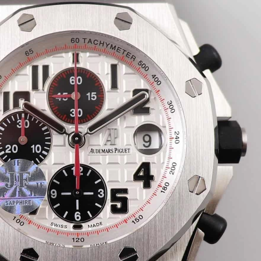 JF공장 오데마피게 로얄오크 오프쇼어 화이트/블랙 다이얼 스틸 블랙 가죽스트랩 V2 42mm 26170ST