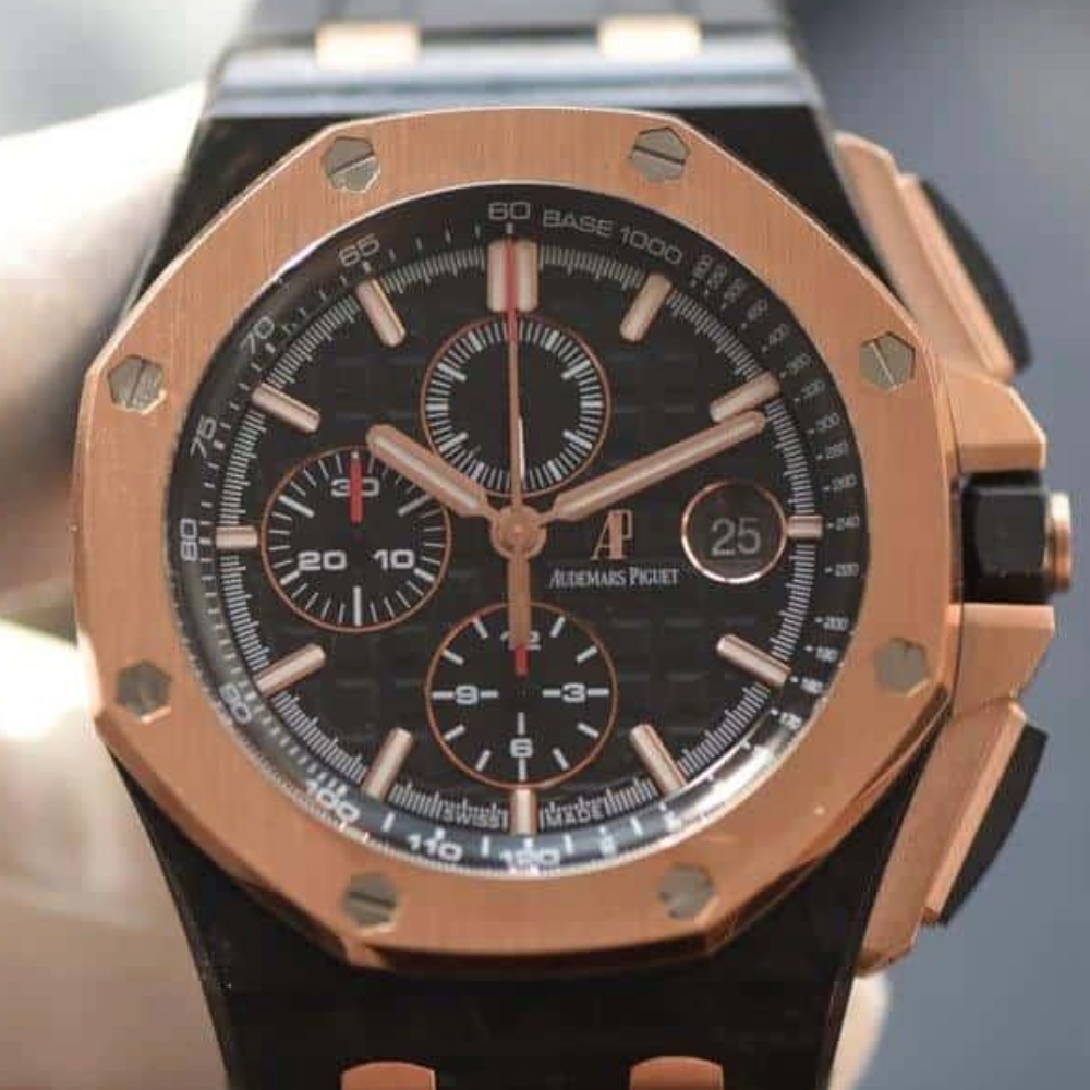 JF공장 오데마피게 로얄오크 오프쇼어 퀸즈컵 한정판 블랙다이얼 로즈골드 블랙 러버스트랩 44mm 26406FR
