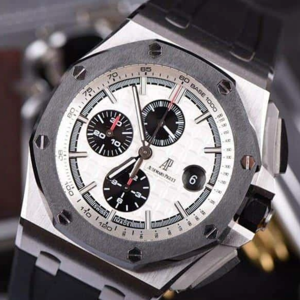 JF공장 오데마피게 로얄오크 오프쇼어 블랙/화이트 다이얼 스틸 블랙 러버스트랩 44mm 26400SO