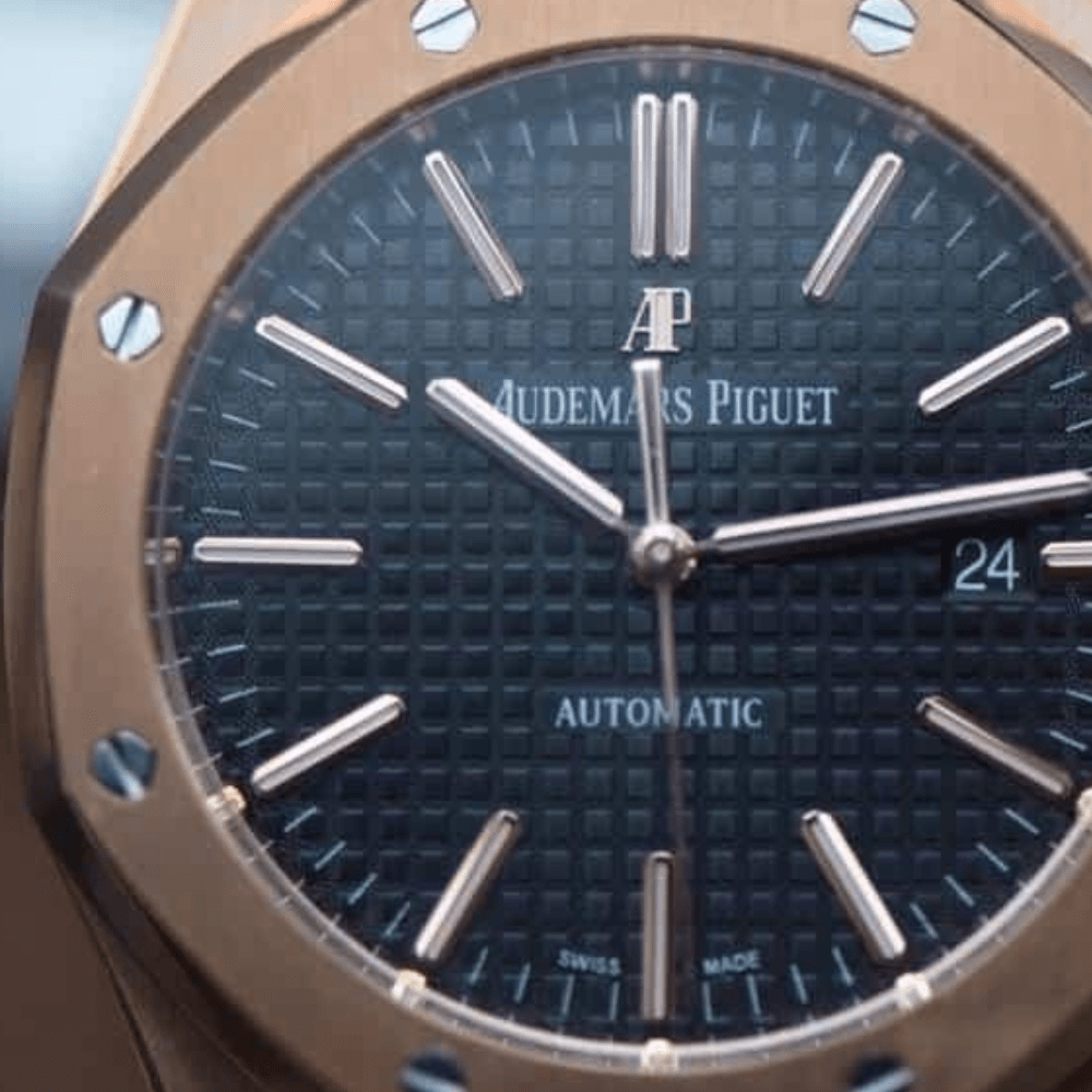 JF공장 오데마피게 로얄오크 블랙 다이얼 로즈골드 가죽 스트랩 41mm 15400OR