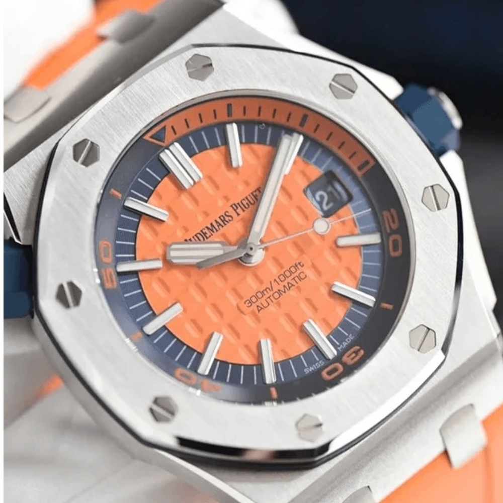 JF공장 오데마피게 로얄오크 오프쇼어 다이버 오렌지 다이얼 러버 스트랩 42mm 15710ST