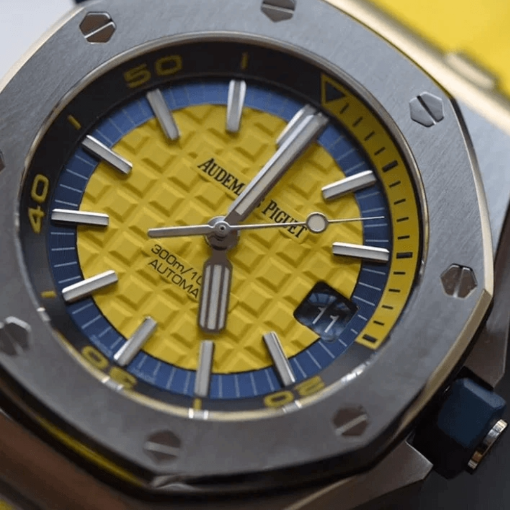 JF공장 오데마피게 로얄오크 오프쇼어 다이버 옐로우 다이얼 러버 스트랩 42mm 15710ST