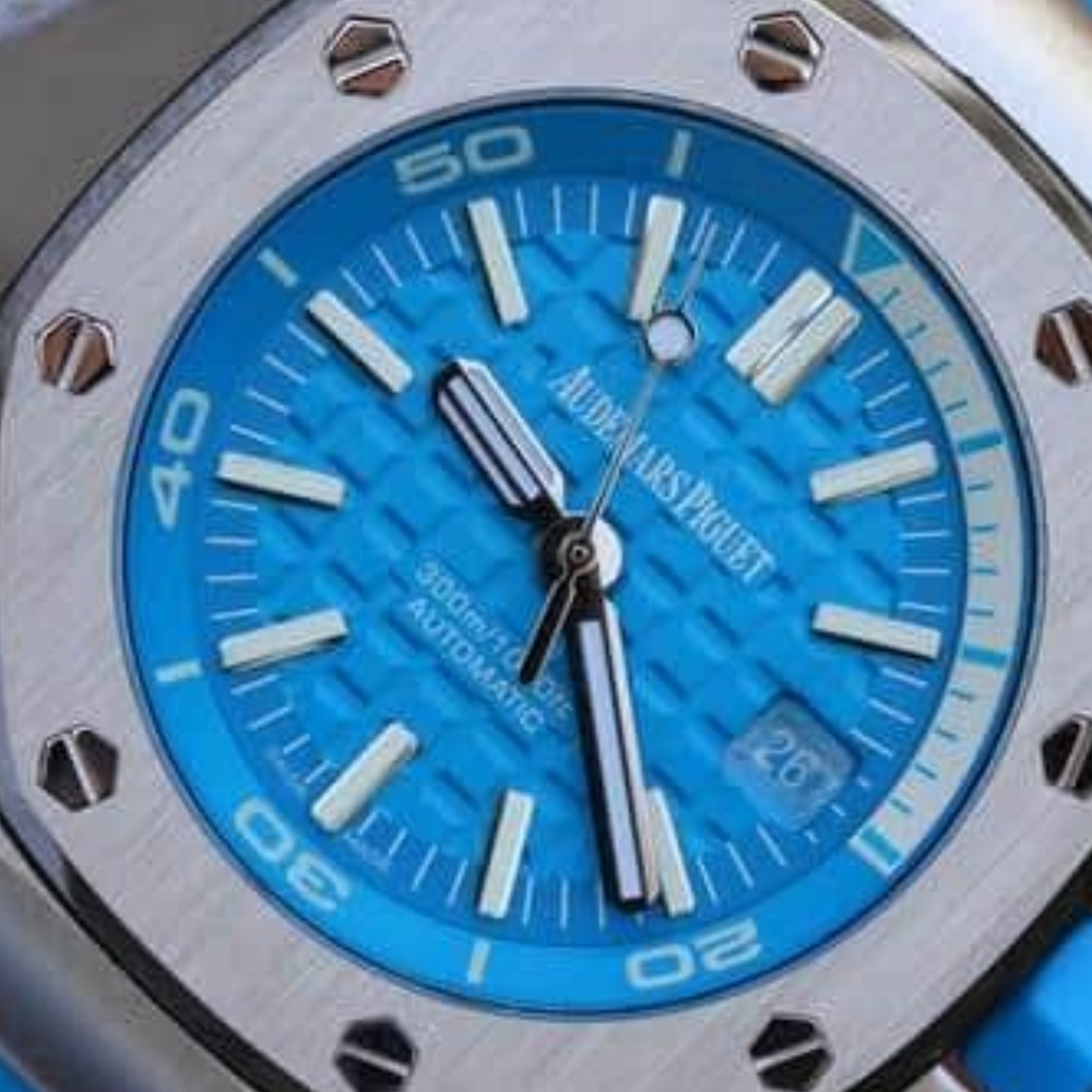 APF공장 오데마피게 로얄오크 오프쇼어 다이버 블루 다이얼 러버 스트랩 부티크에디션 V8 42mm 15710ST