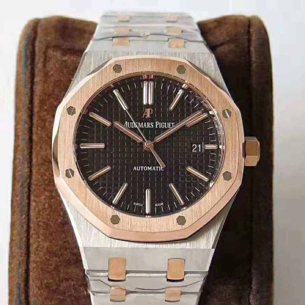 오데마피게 로얄오크 블랙 다이얼 로즈골드 콤비 41mm 15400