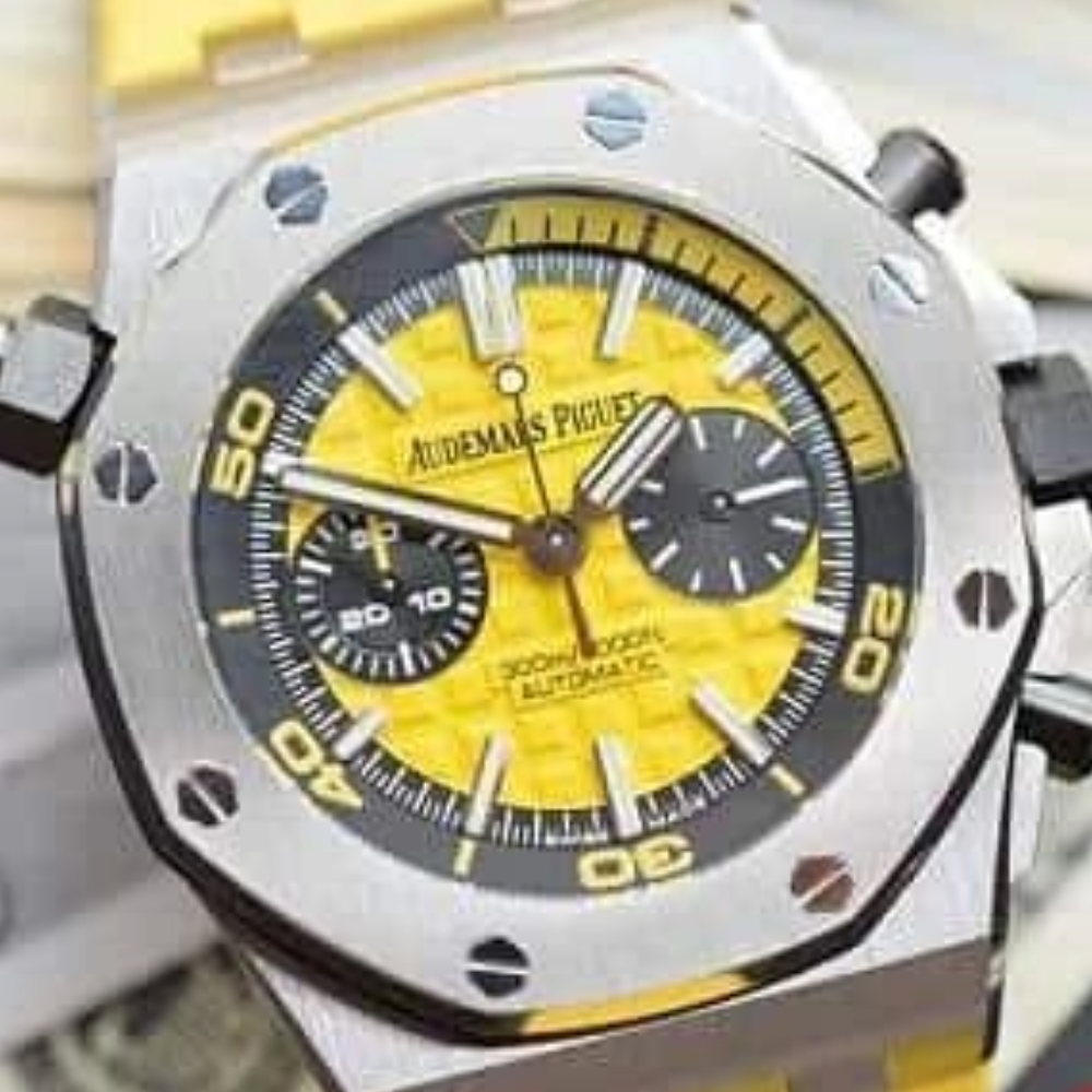 JF공장 오데마피게 로얄오크 오프쇼어 다이버 옐로우 다이얼 스틸 러버 스트랩 V2 42mm 26703ST