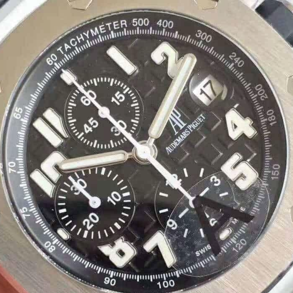 JF공장 오데마피게 로얄오크 오프쇼어 블랙 다이얼 스틸 가죽 스트랩 42mm 26170ST