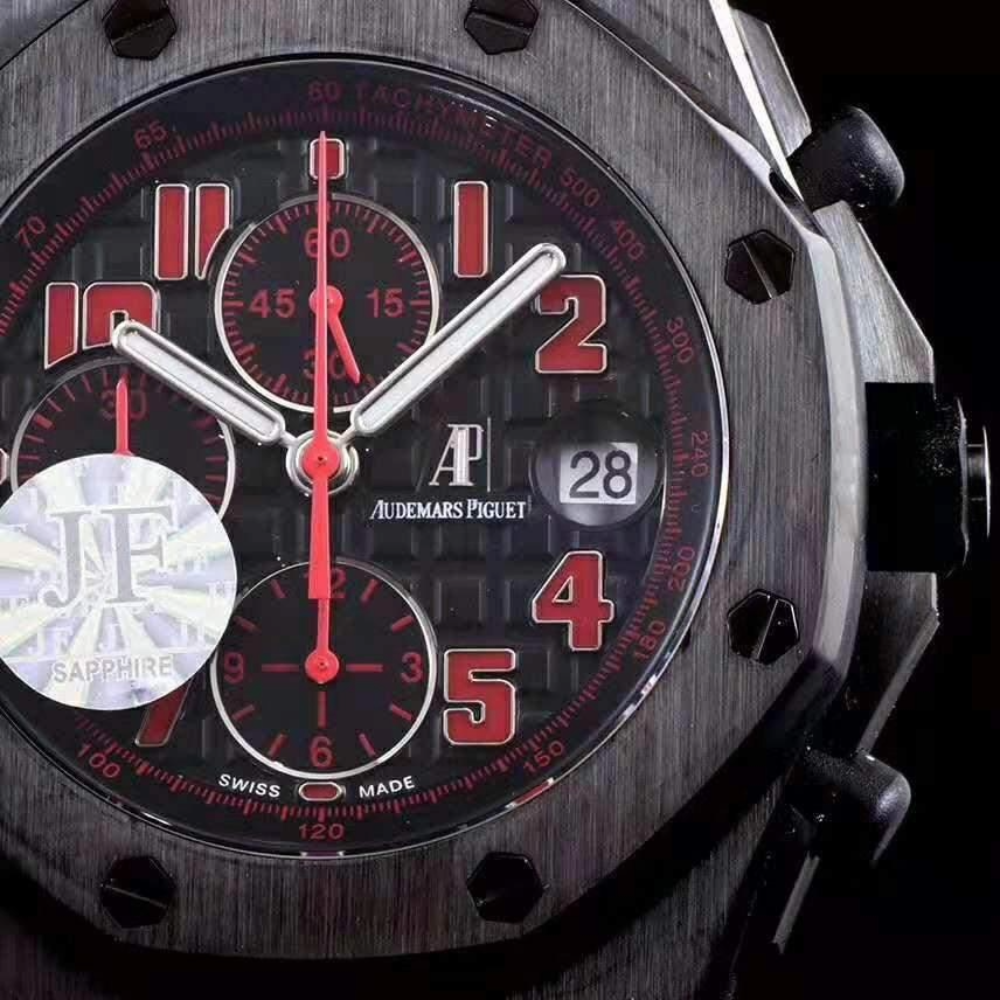 JF공장 오데마피게 로얄오크 오프쇼어 블랙/레드 다이얼 라스베가스 한정판 가죽 스트랩 42mm 26170ST