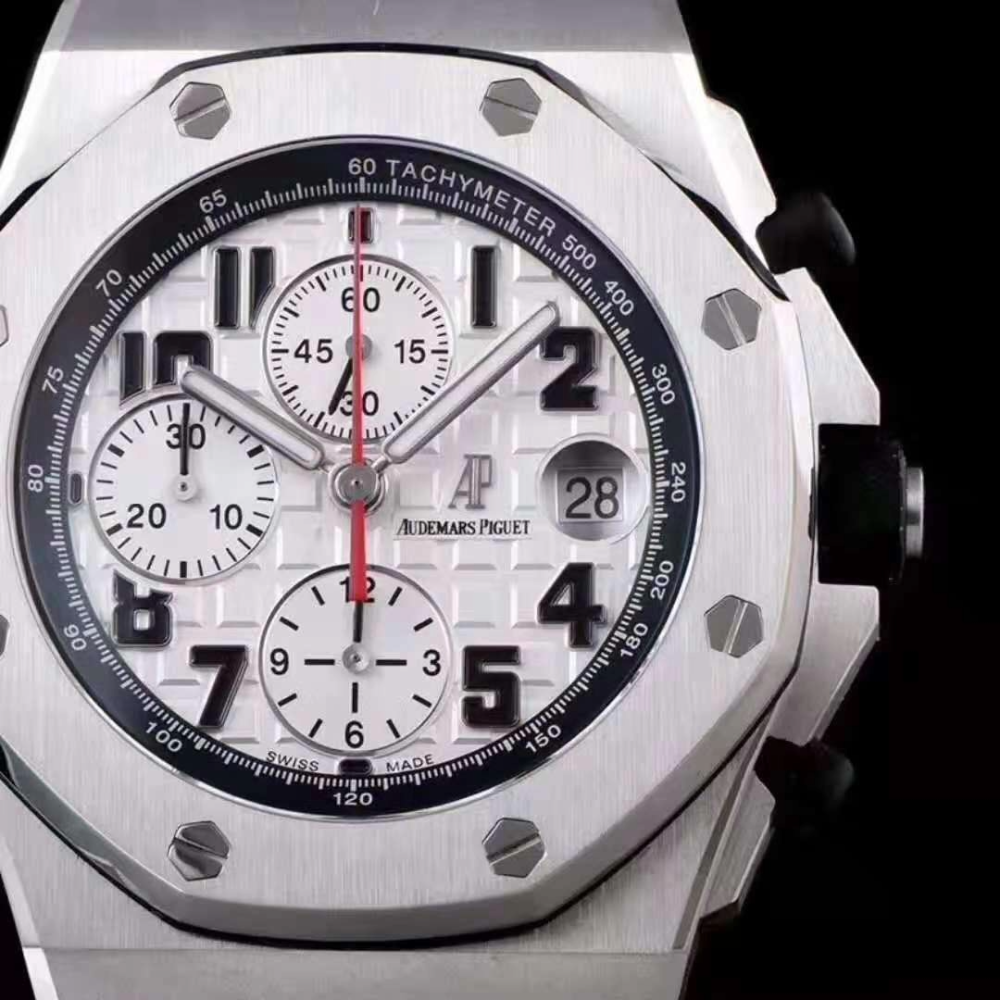 JF공장 오데마피게 로얄오크 오프쇼어 화이트 다이얼 스틸 블랙 가죽스트랩 42mm 26170ST