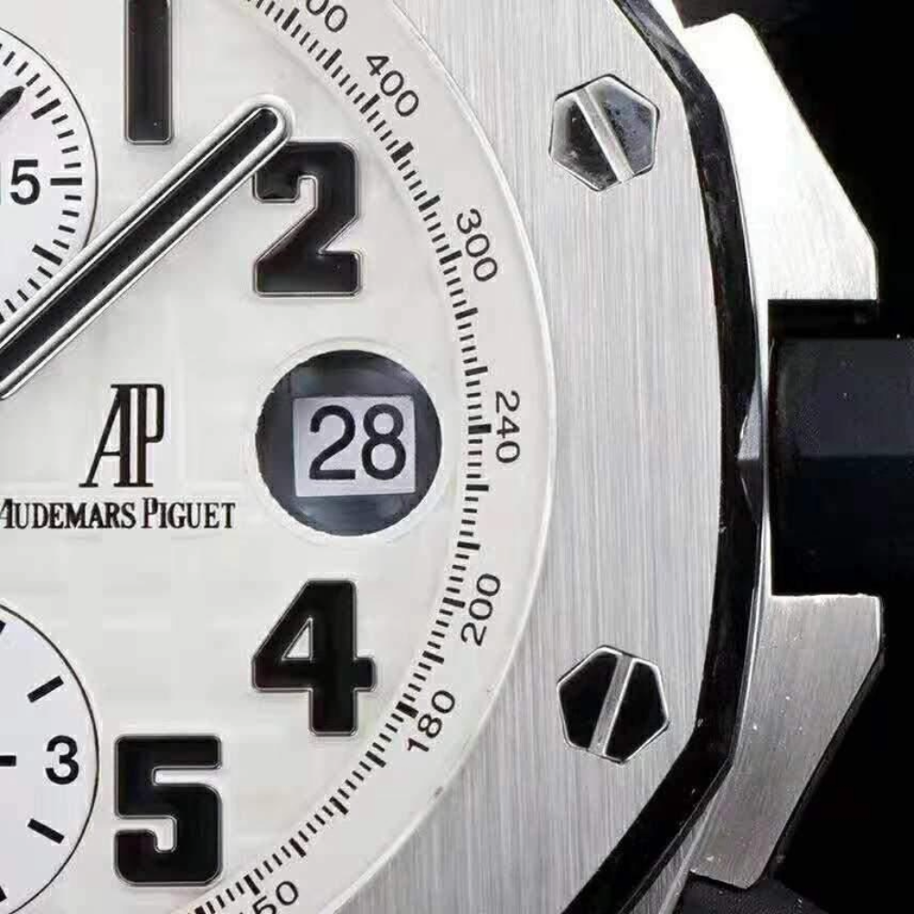 JF공장 오데마피게 로얄오크 오프쇼어 화이트 다이얼 스틸 브라운 가죽스트랩 42mm 26170ST