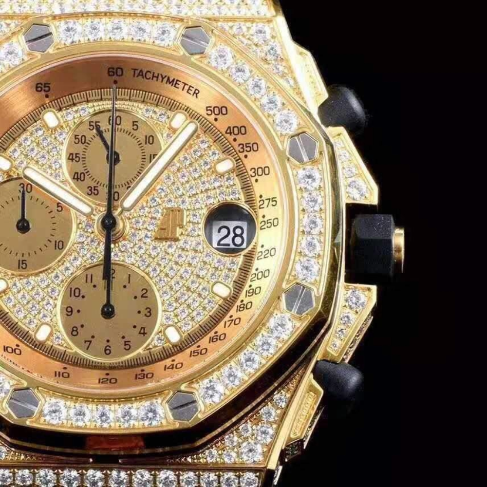 JF공장 오데마피게 로얄오크 옐로우골드 풀다이아 가죽 스트랩 42mm 26067