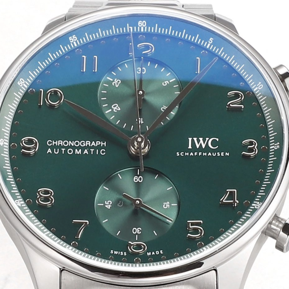 ZF공장 IWC 포르투기저 크로노그래프 그린 다이얼 스틸 SS 브레이슬릿 40mm IW371615