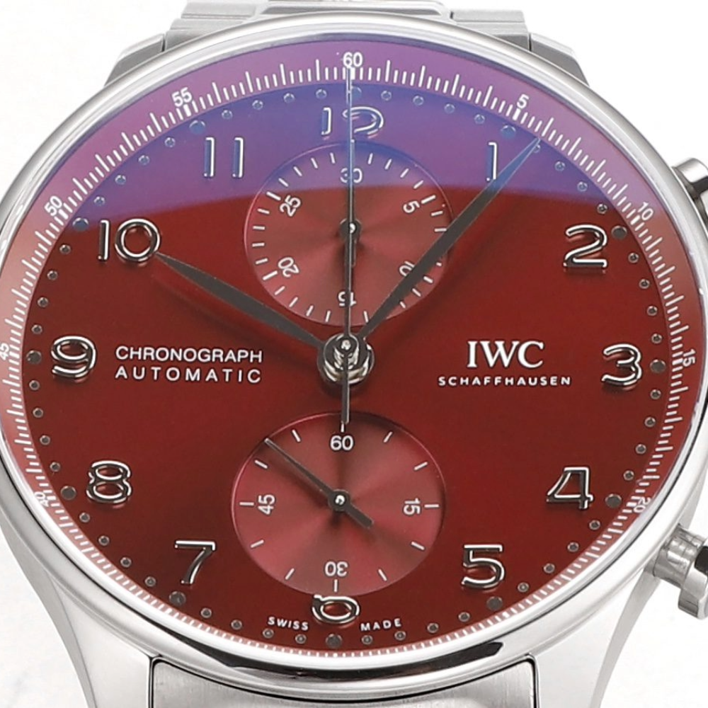 ZF공장 IWC 포르투기저 크로노그래프 버건디 다이얼 스틸 SS브레이슬릿 40mm IW371616