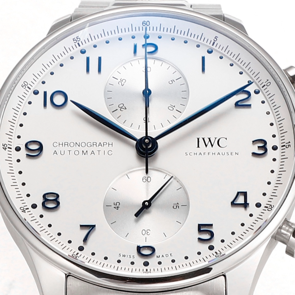 ZF공장 IWC 포르투기저 크로노그래프 화이트/블루 다이얼 스틸 SS브레이슬릿 40mm IW371617