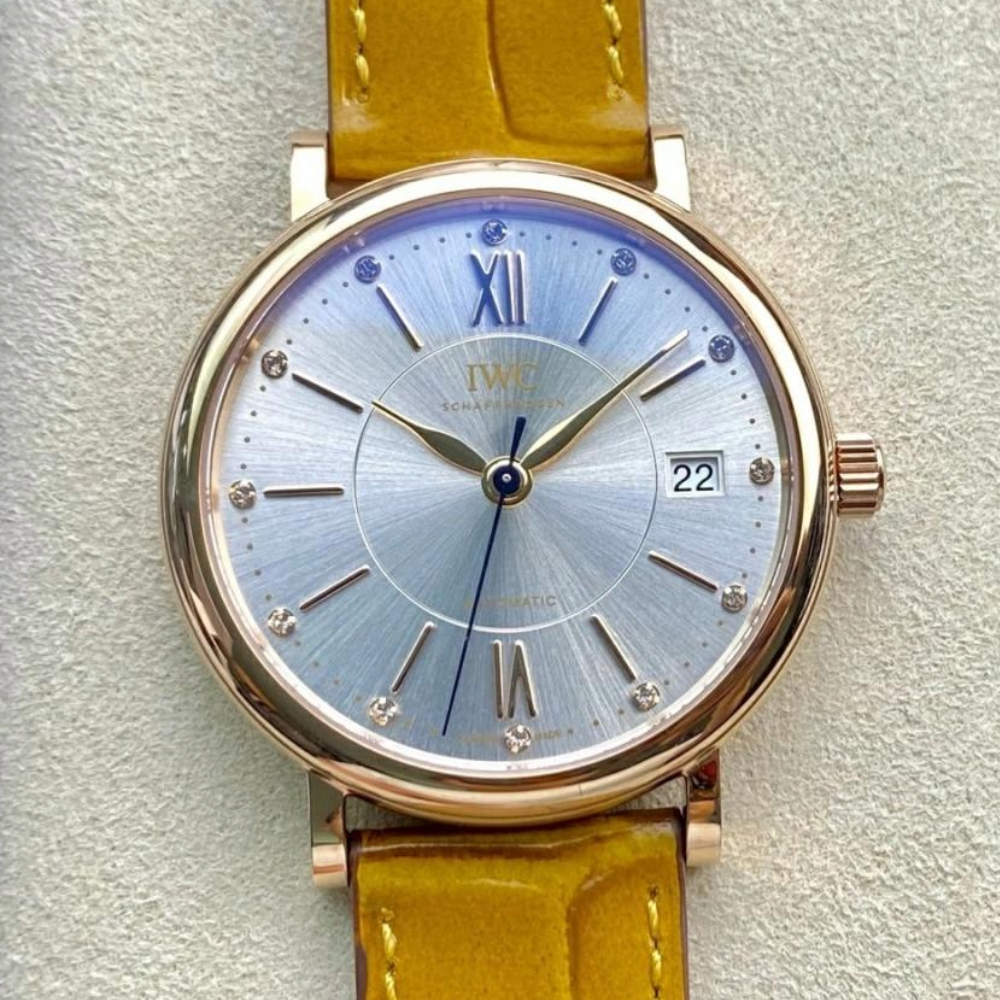 V7공장 IWC 포르토피노 레이디 로즈골드 그레이 다이얼 레더 스트랩 37mm IW458116