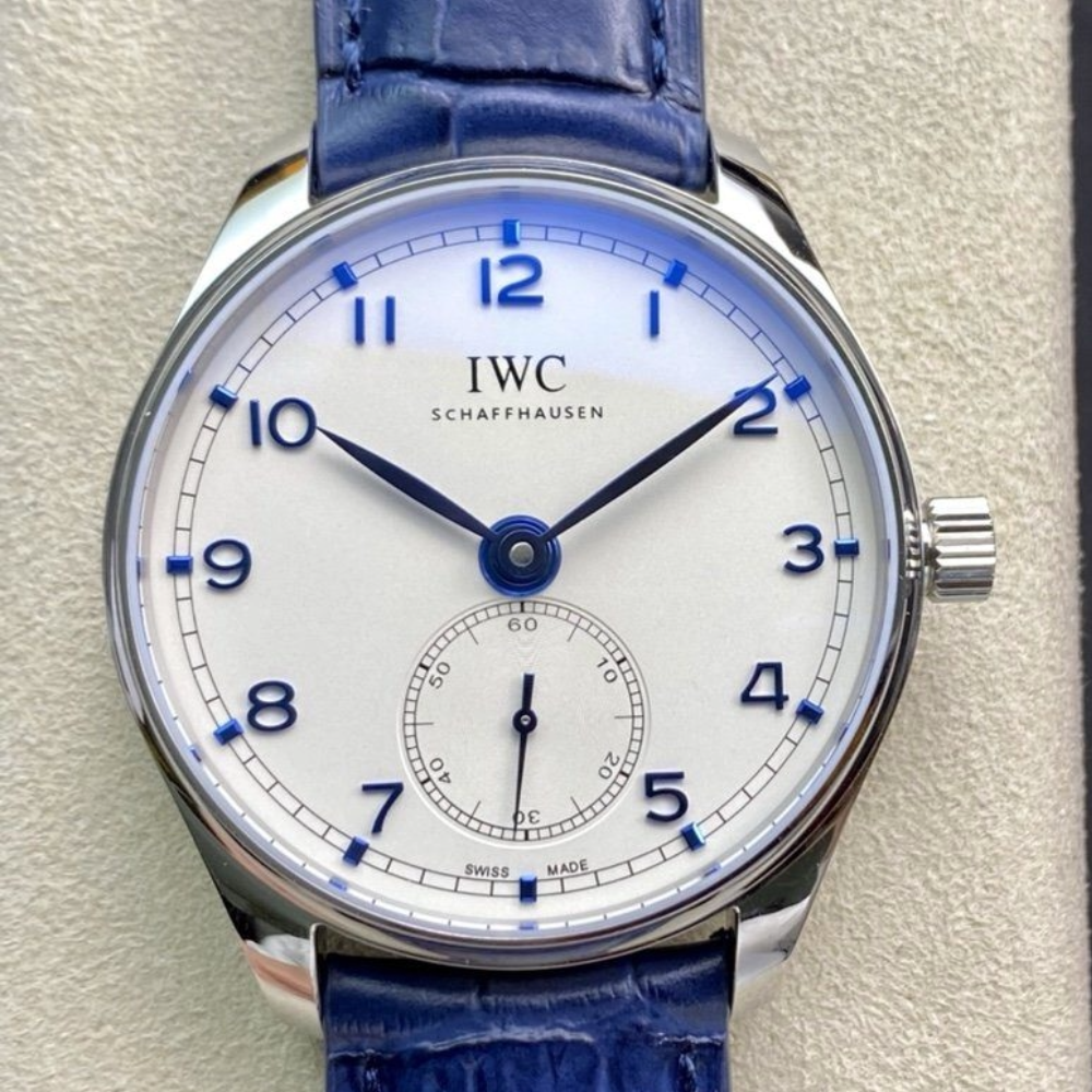 YL공장 IWC 포르투기저 크로노그래프 실버 화이트/블루 다이얼 레더 스트랩 40mm IW358304