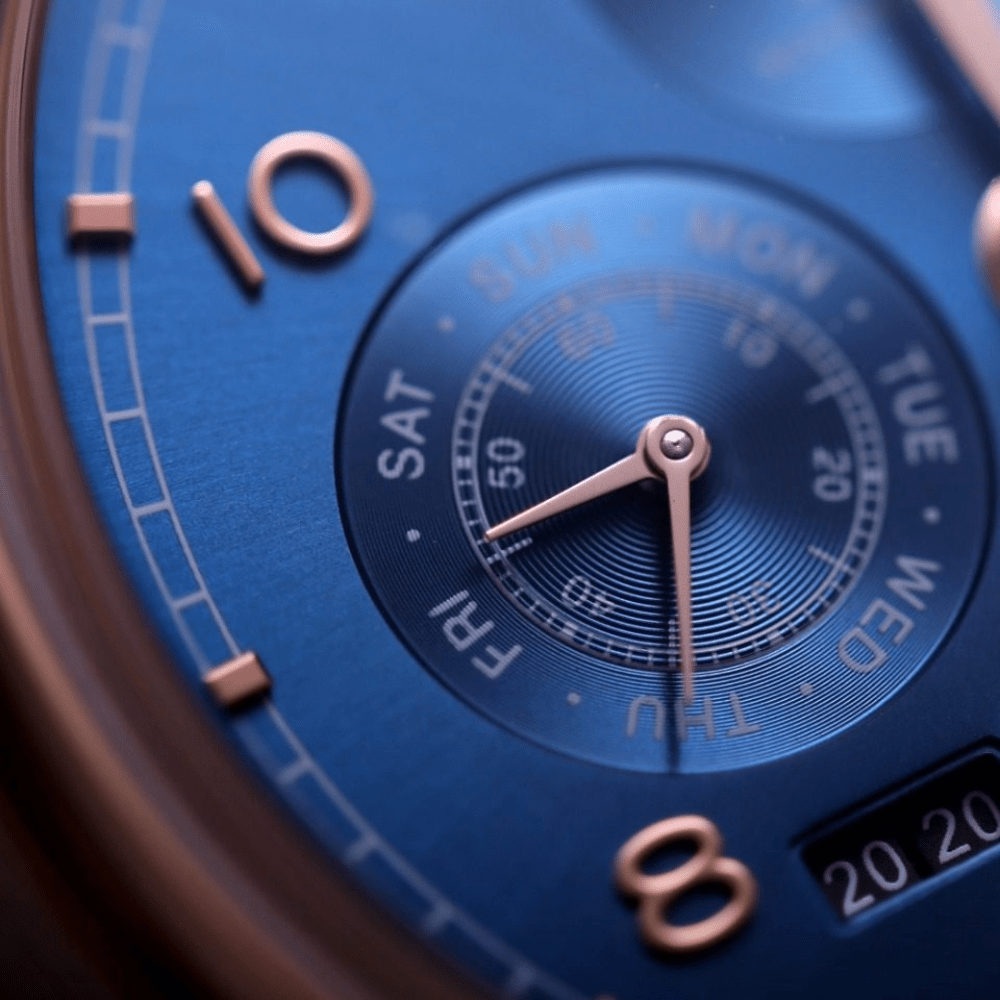 V9공장 IWC 포르투기저 퍼페츄얼 문페이즈 로즈골드 블루 다이얼 레더 스트랩 41mm IW503312