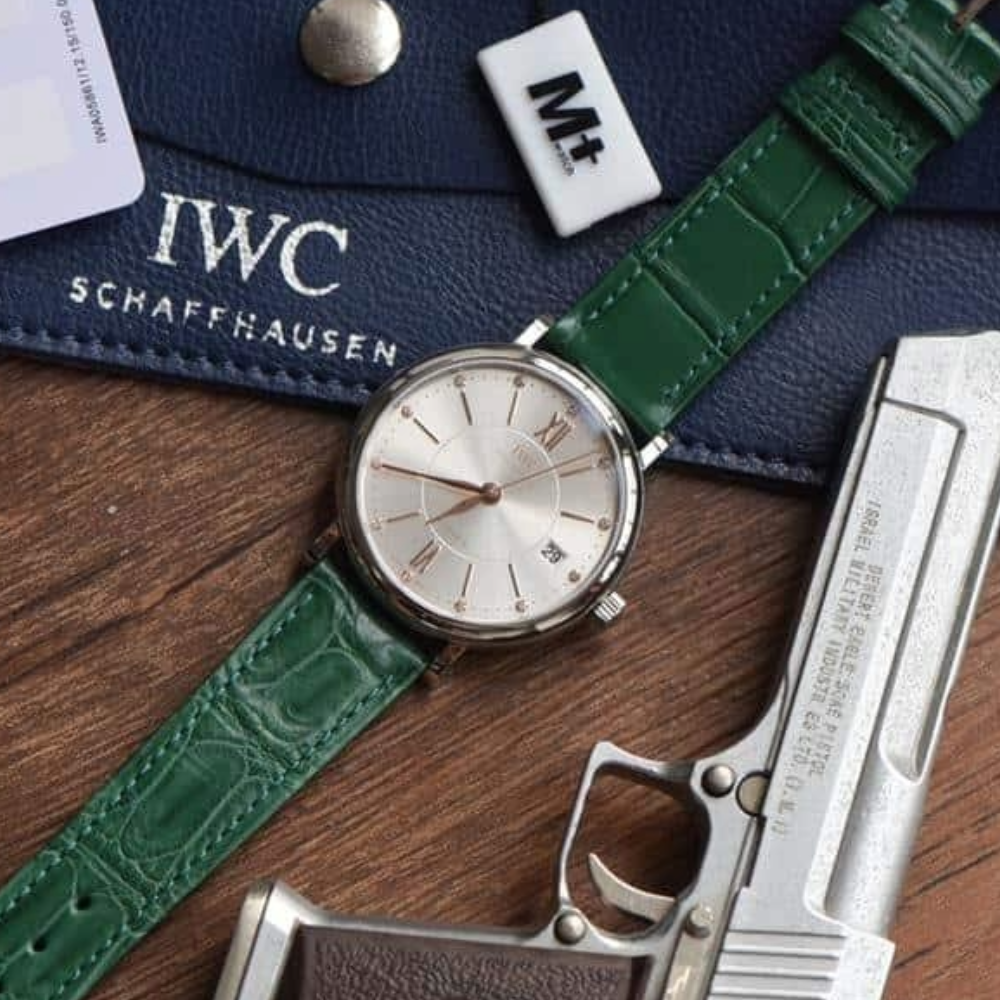 M+공장 IWC 포르토피노 레이디 화이트골드 브라운 악어 레더 스트랩 37mm IW458101