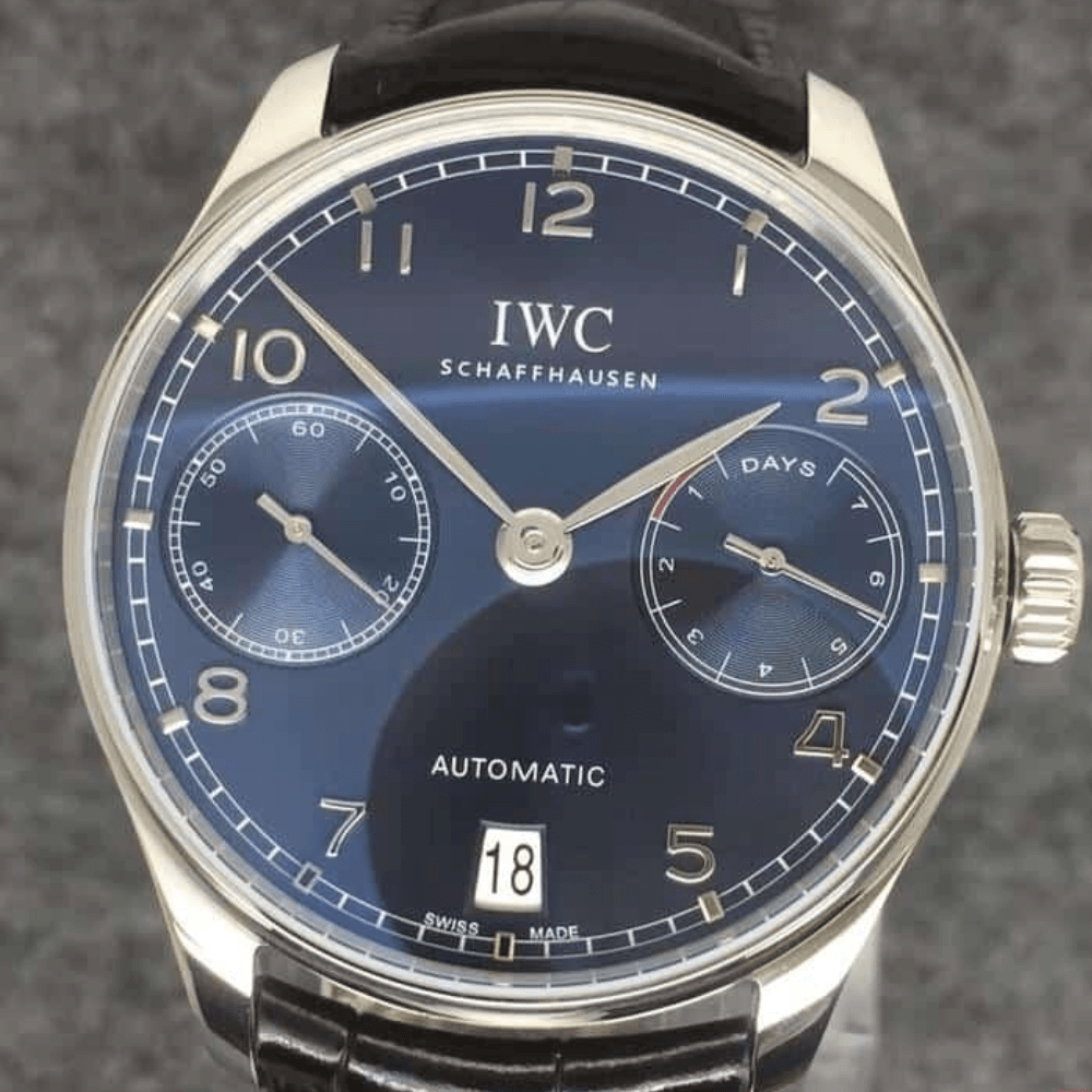 ZF공장 IWC 포르투기저 세븐데이즈 스틸 블루 다이얼 레더 스트랩 42mm IW500710