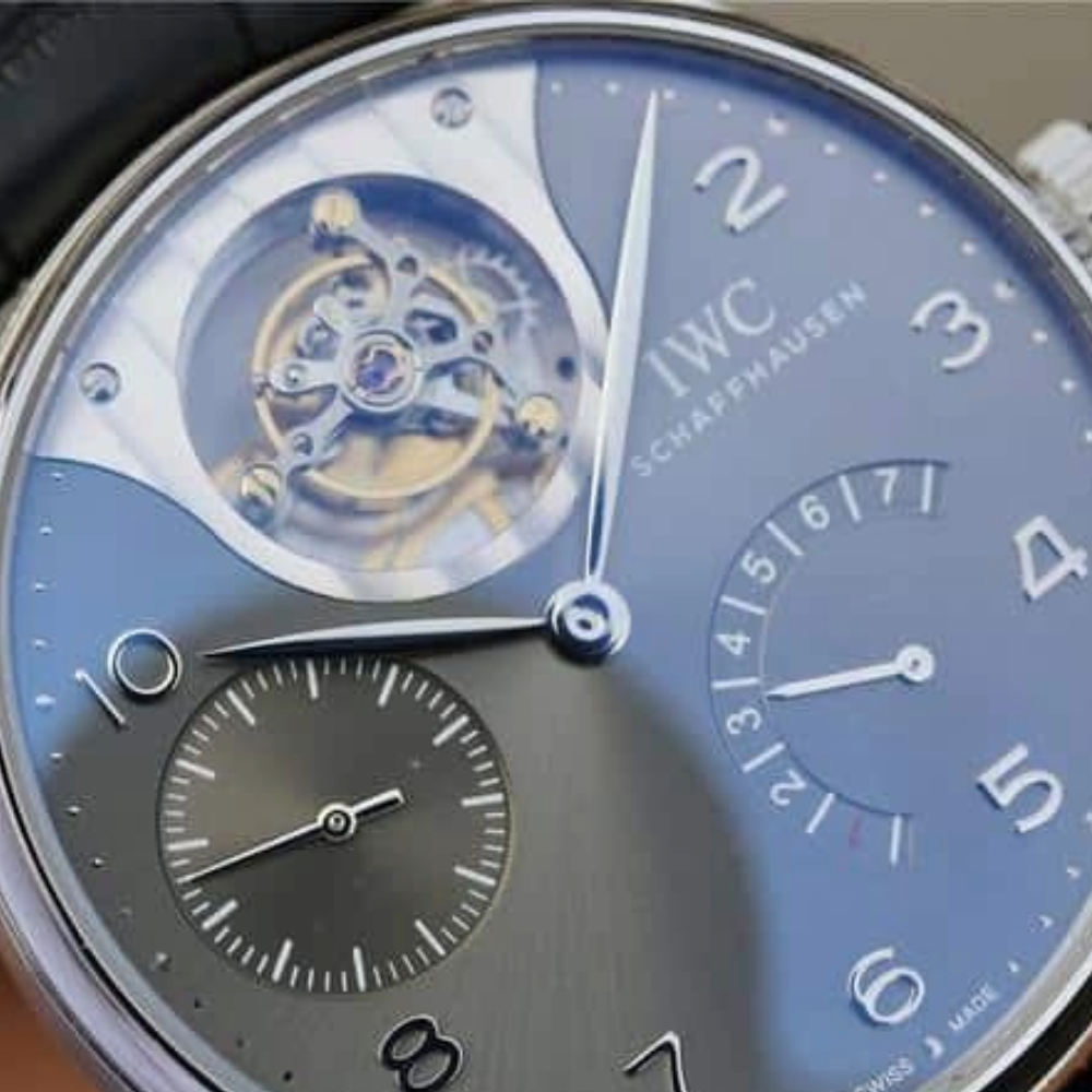 ZF공장 IWC 포르투기저 레트로그레이드 투르비옹 화이트 다이얼 레더 스트랩 44mm IW504207