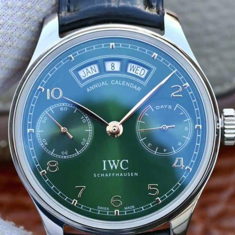 YL공장 IWC 포르투기저 퍼페츄얼 캘린더 그린 다이얼 레더 스트랩 44mm IW503510