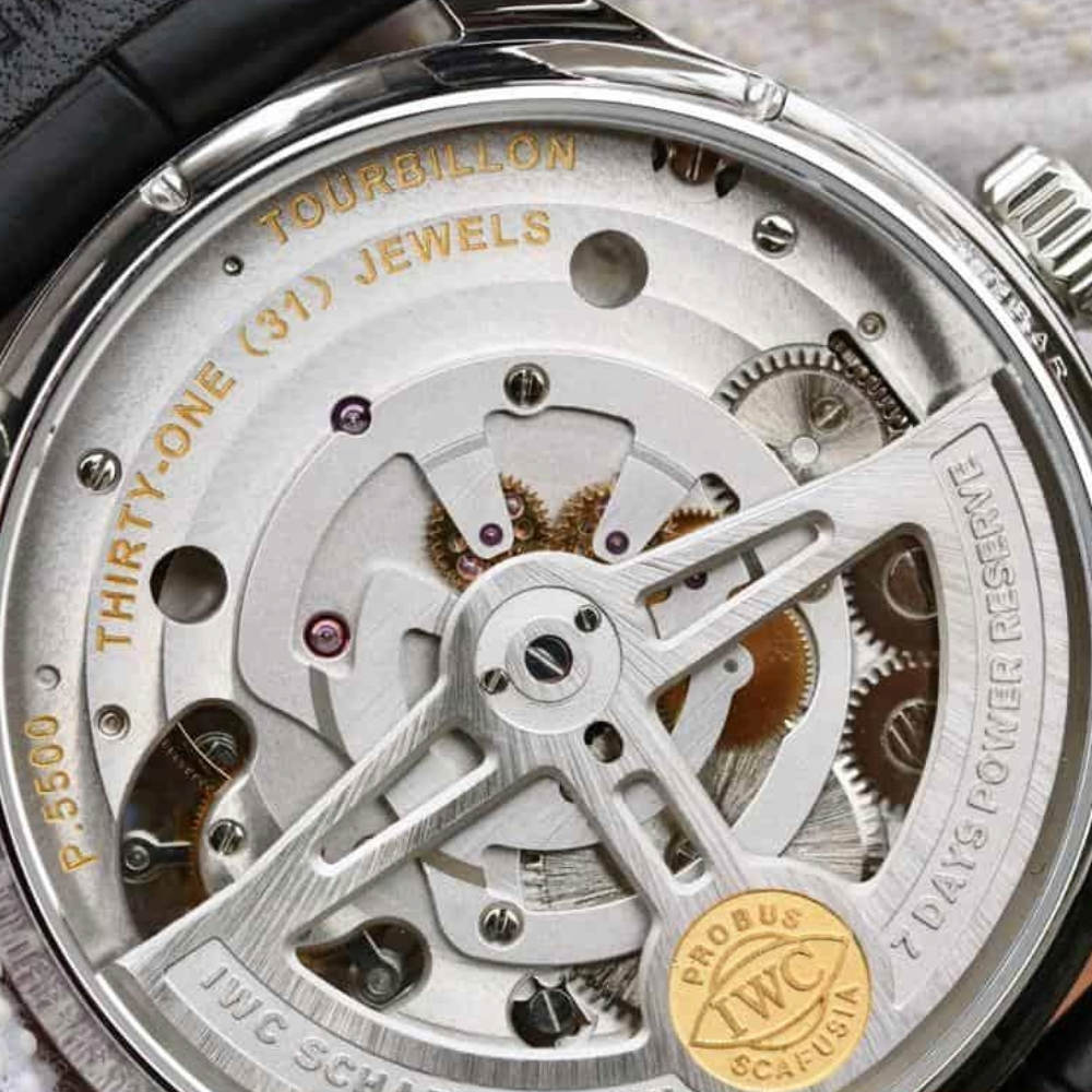 ZF공장 IWC 포르투기저 투르비옹 그레이/화이트 다이얼 레더 스트랩 44mm IW5463