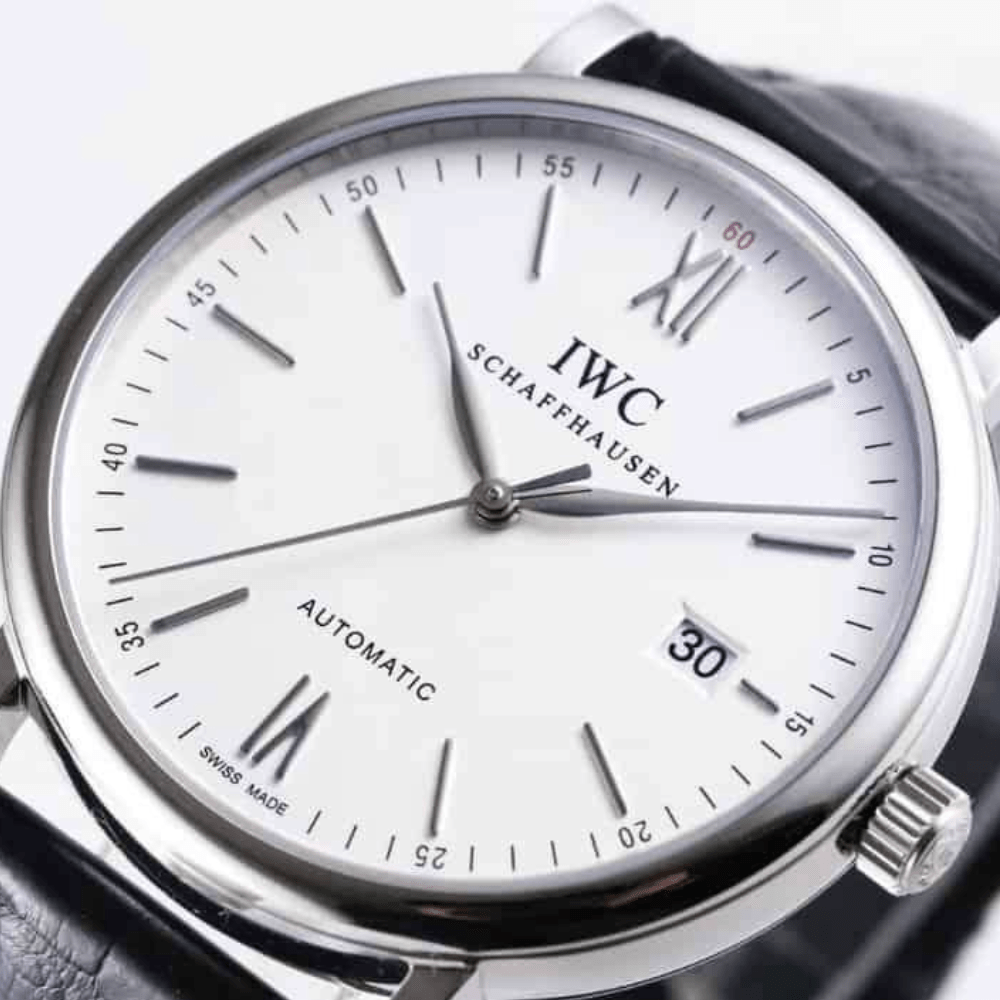 AF공장 IWC 포르토피노 클래식 오토매틱 화이트 다이얼 레더 스트랩 40mm IW356501