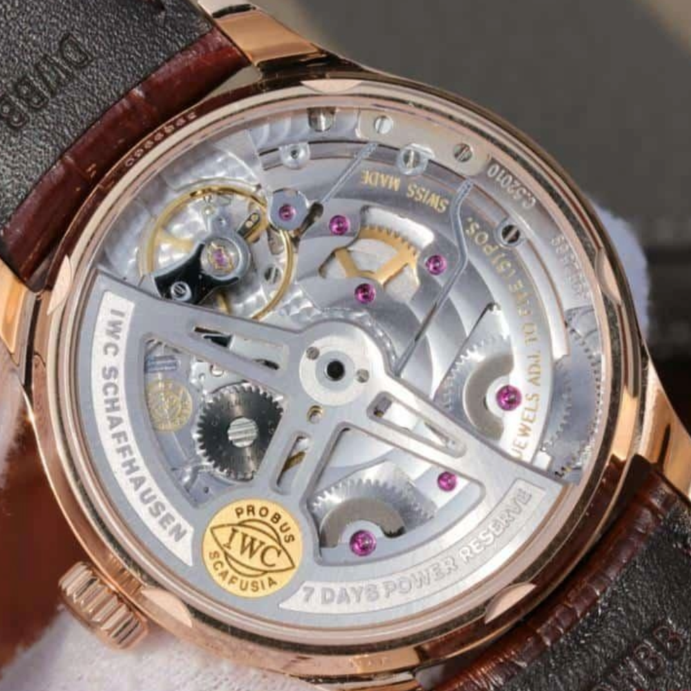 ZF공장 IWC 포르투기저 세븐데이즈 로즈골드 그레이 다이얼 레더 스트랩 42.3mm IW500701