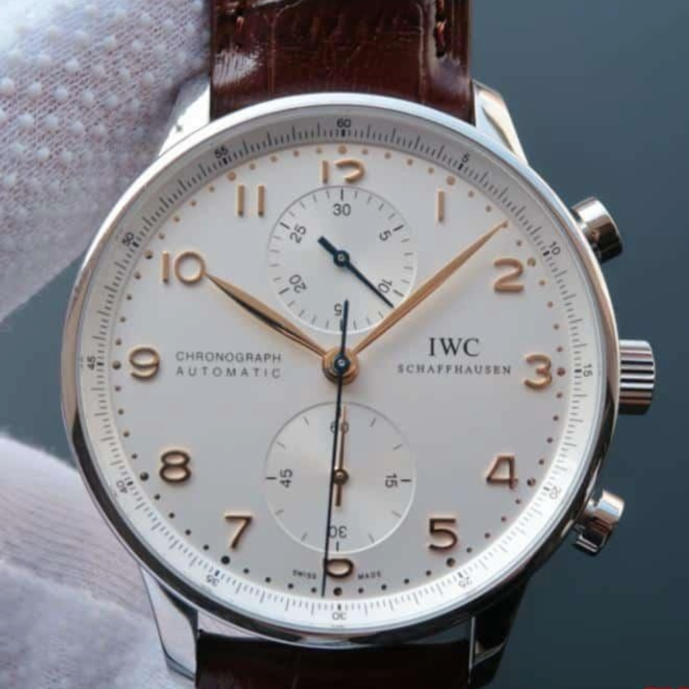 ZF공장 IWC 포르투기저 크로노그래프 골드핸즈 레더 스트랩 40.9mm IWC371445
