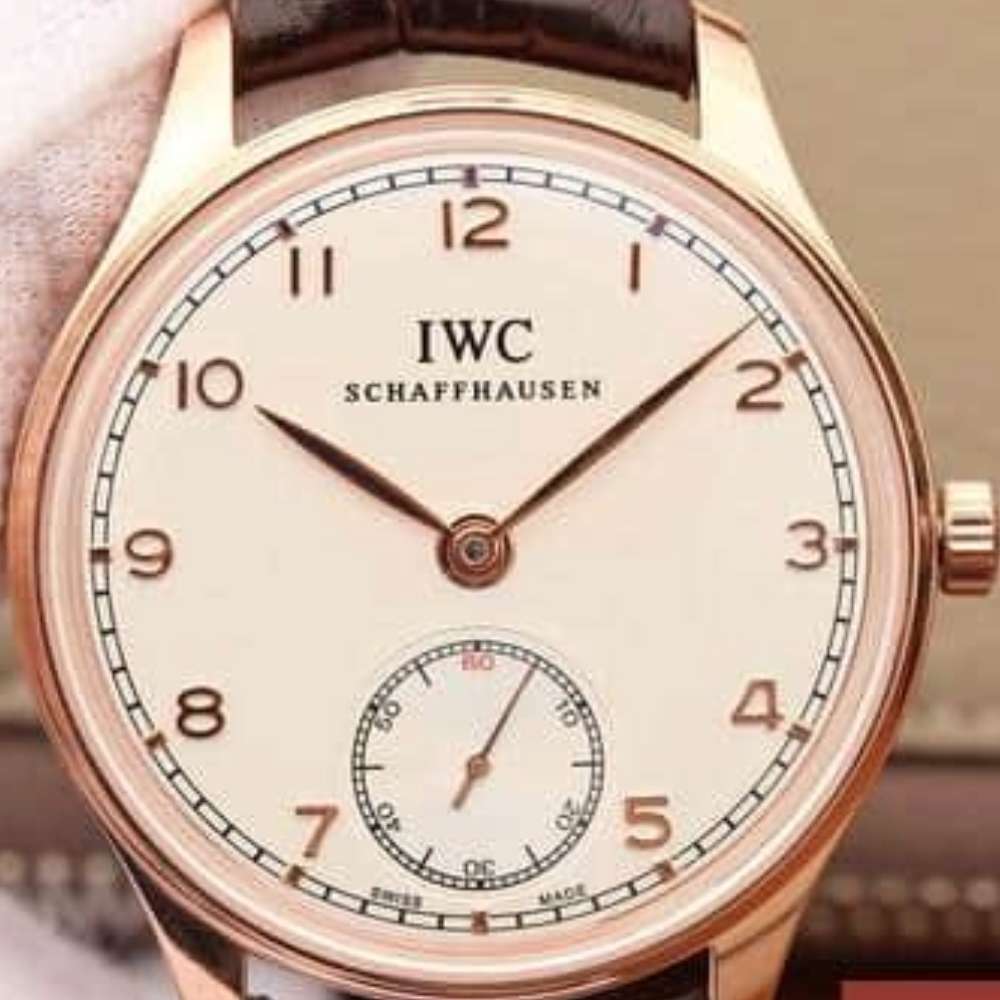 IWC 포르투기저 존스 소드 로즈골드 화이트 다이얼 레더 스트랩 44mm IW545408