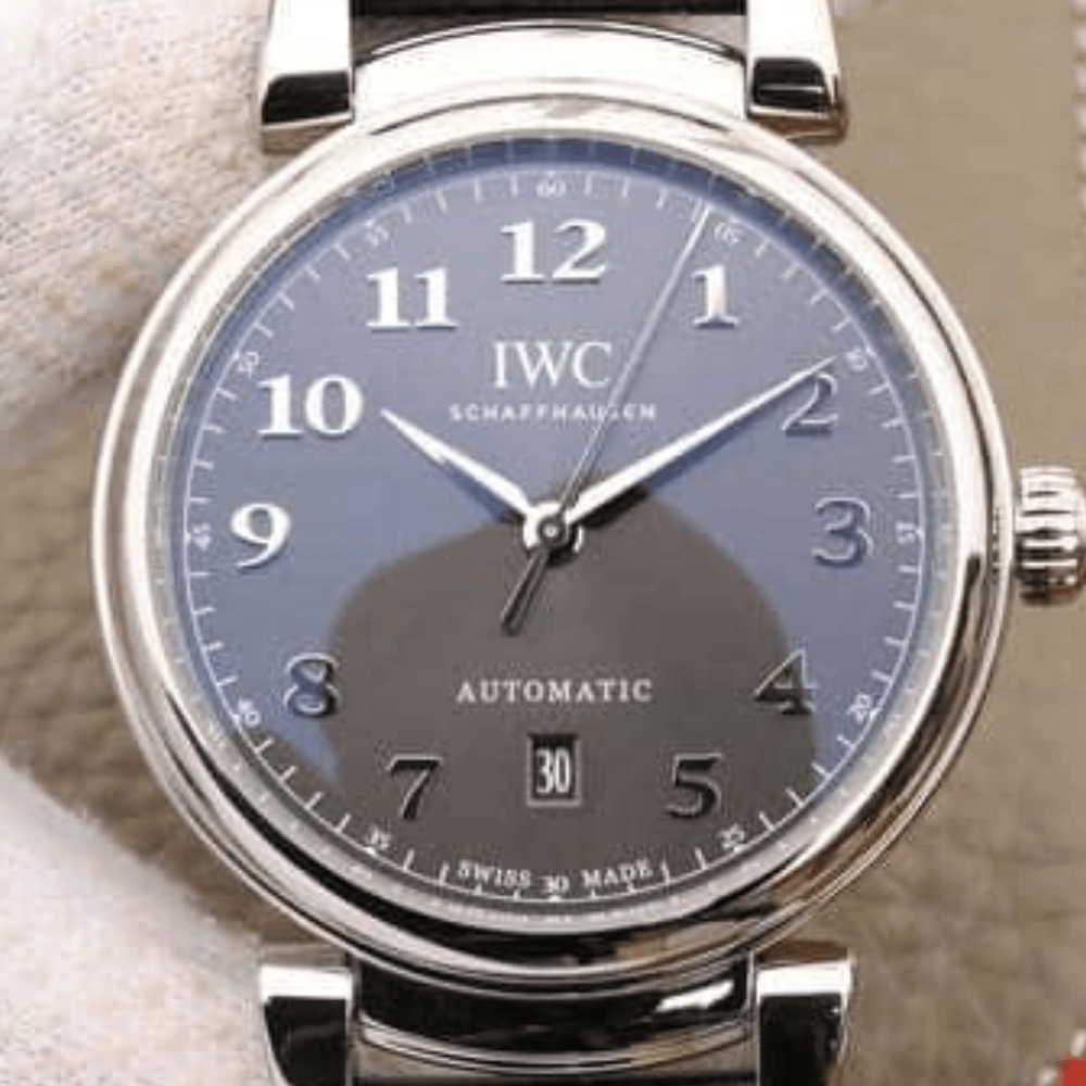 IWC 다빈치 오토매틱 스틸 그레이 다이얼 레더 스트랩 40mm IW356602