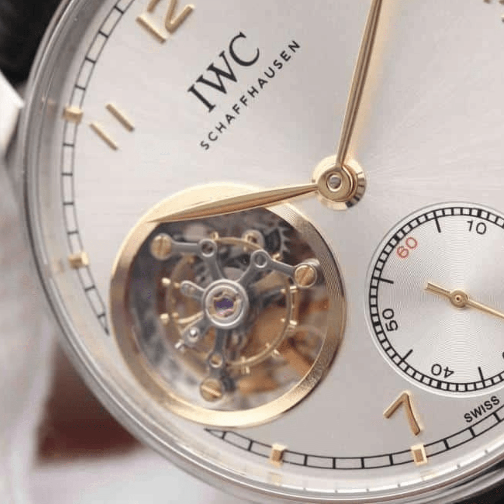 AZ공장 IWC 포르투기저 투르비옹 오토매틱 스틸 화이트/로즈골드 다이얼 레더 스트랩 42mm IW546302