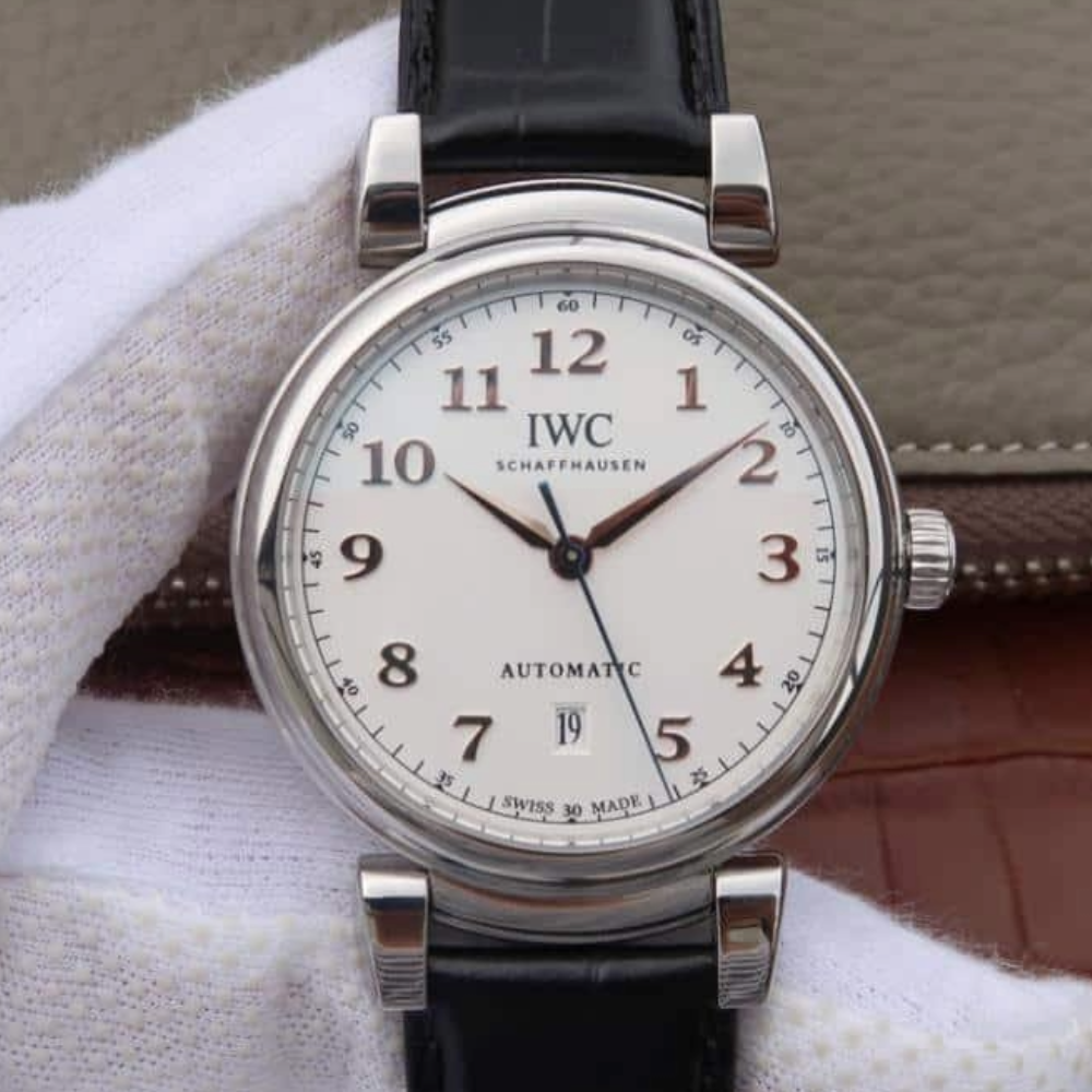 TW공장 IWC 다빈치 스틸 화이트 다이얼 레더 스트랩 40mm IW356601