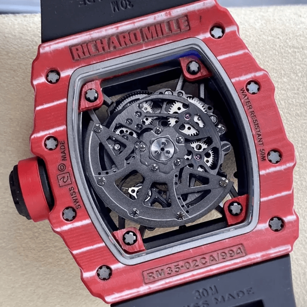 T+공장 리차드밀 라파엘 나달 레드 카본 스켈레톤 다이얼 블랙 러버 스트랩 RM35-02