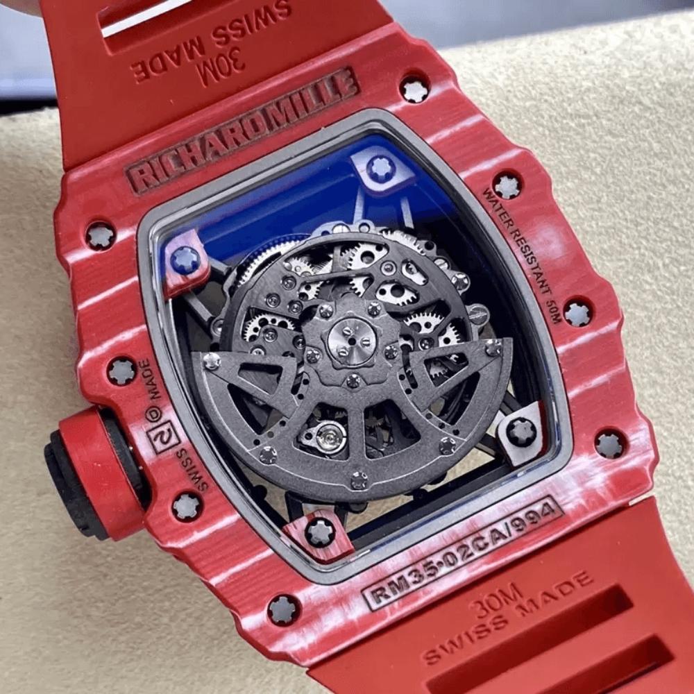 T+공장 리차드밀 라파엘 나달 레드 카본 스켈레톤 다이얼 레드 러버 스트랩 RM35-02