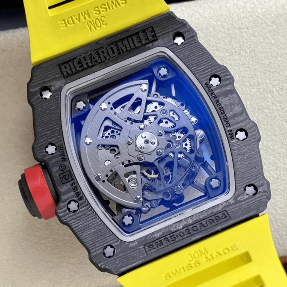T+공장 리차드밀 라파엘 나달 블랙 카본 스켈레톤 다이얼 옐로우 러버 스트랩 RM35-02