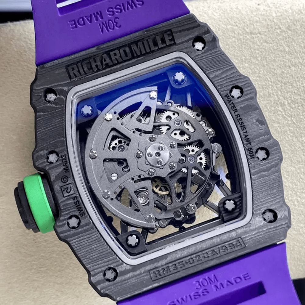 T+공장 리차드밀 라파엘 나달 블랙 카본 스켈레톤 다이얼 퍼플 러버 스트랩 RM35-02