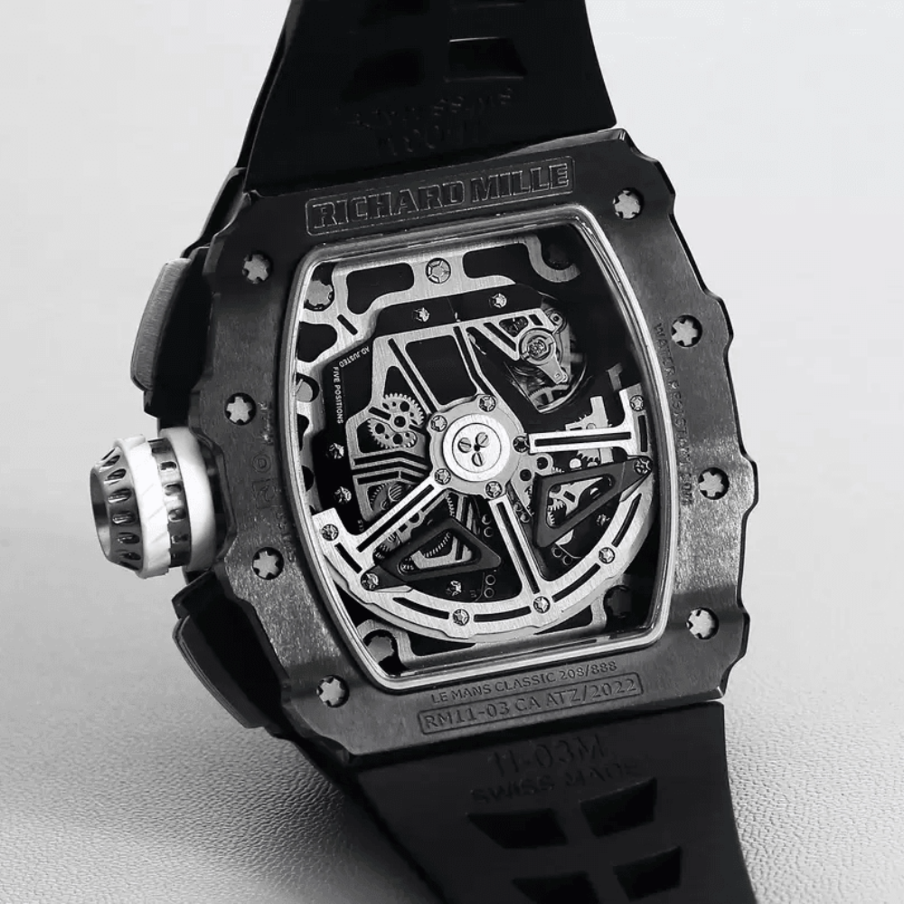 KV공장 리차드밀 블랙 세라믹 스켈레톤 다이얼 블랙 러버 스트랩 v5 RM11-03