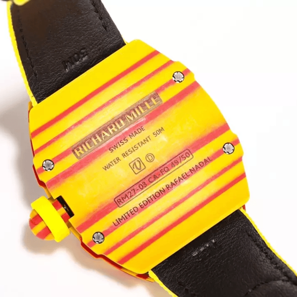 BBR공장 리차드밀 라파엘 나달 옐로우 카본 투르비옹 스켈레톤 다이얼 옐로우 우븐 스트랩 50EA 한정판 RM27-03