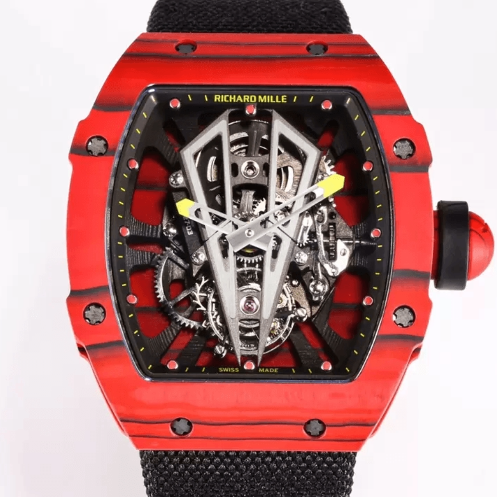 BBR공장 리차드밀 라파엘 나달 레드 카본 투르비옹 스켈레톤 다이얼 블랙 우븐 스트랩 50EA 한정판 RM27-03