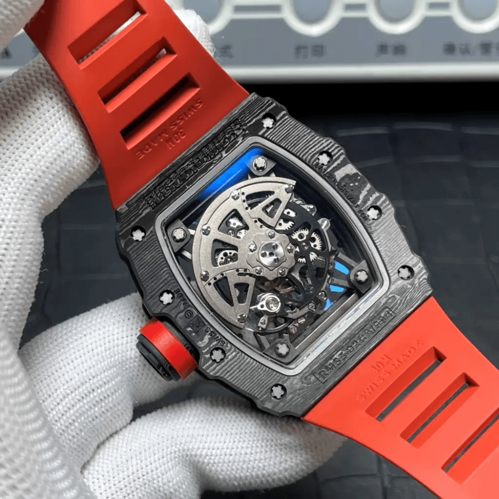 T+공장 리차드밀 라파엘 나달 블랙 카본 스켈레톤 다이얼 레드 러버 스트랩 RM35-02