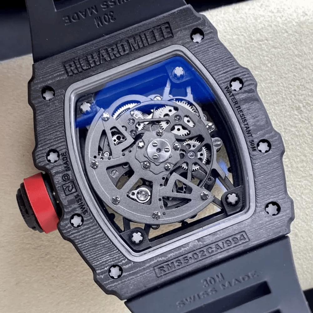 T+공장 리차드밀 라파엘 나달 블랙 카본 스켈레톤 다이얼 블랙 러버 스트랩 RM35-02