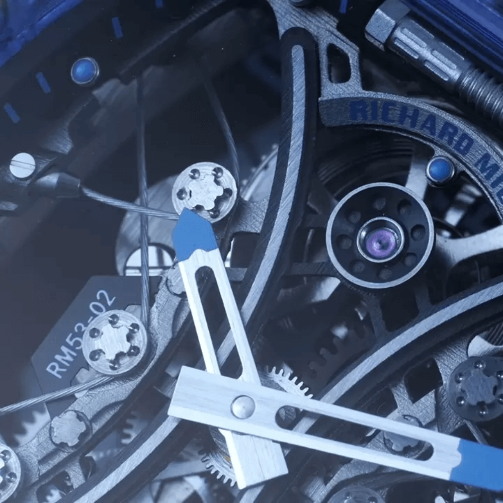 RM공장 리차드밀 트랜스페어런트 블루 화이트 러버 스트랩 RM53-02