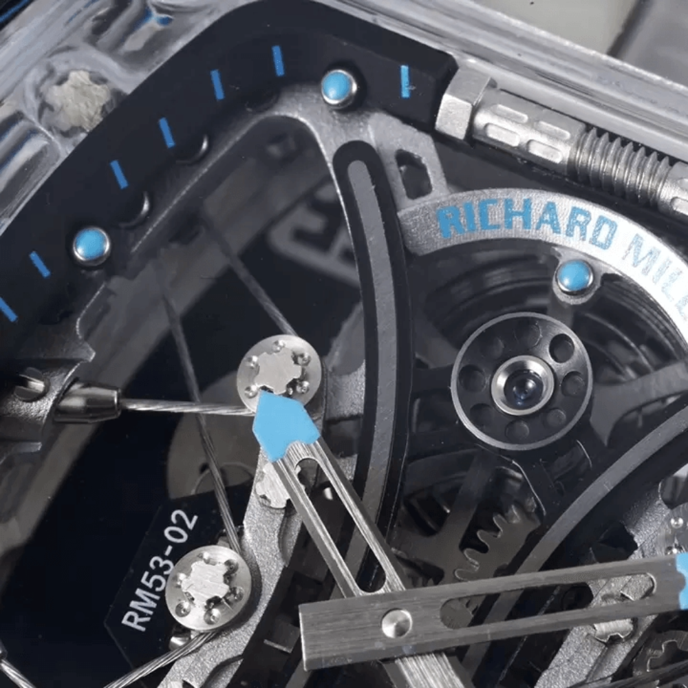 RM공장 리차드밀 트랜스페어런트 사파이어 화이트 러버밴드 RM53-02