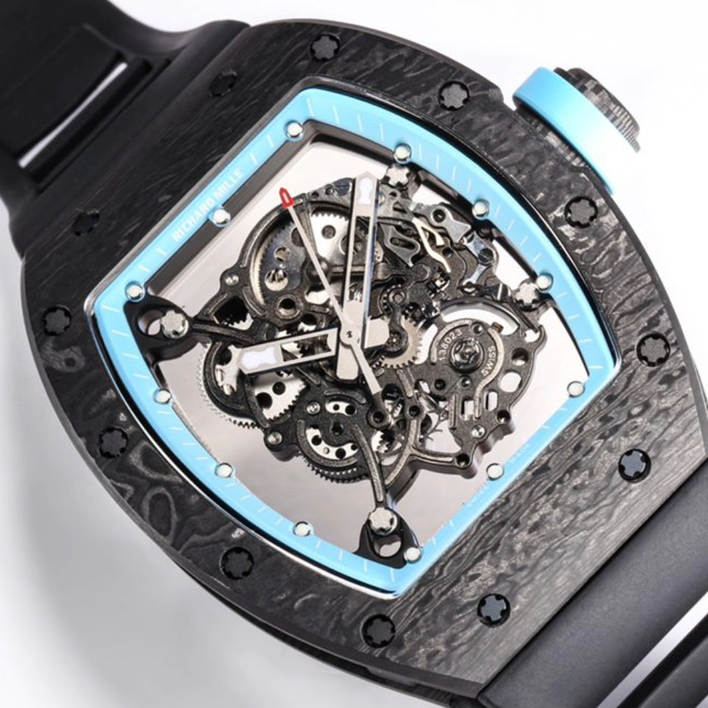 BBR공장 리차드밀 부바왓슨 블랙 NTPT 카본 스켈레톤 다이얼 블랙 러버밴드 RM-055