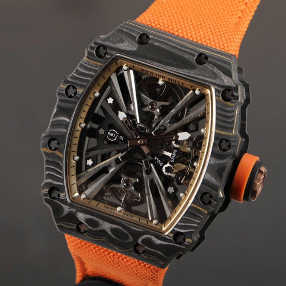 RM공장 리차드밀 블랙 NTPT 카본 투르비옹 오렌지 우븐스트랩 RM12-01